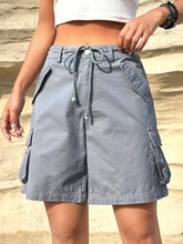 EZwear Flap Pocket Side Drawstring Waist Cargo Shorts